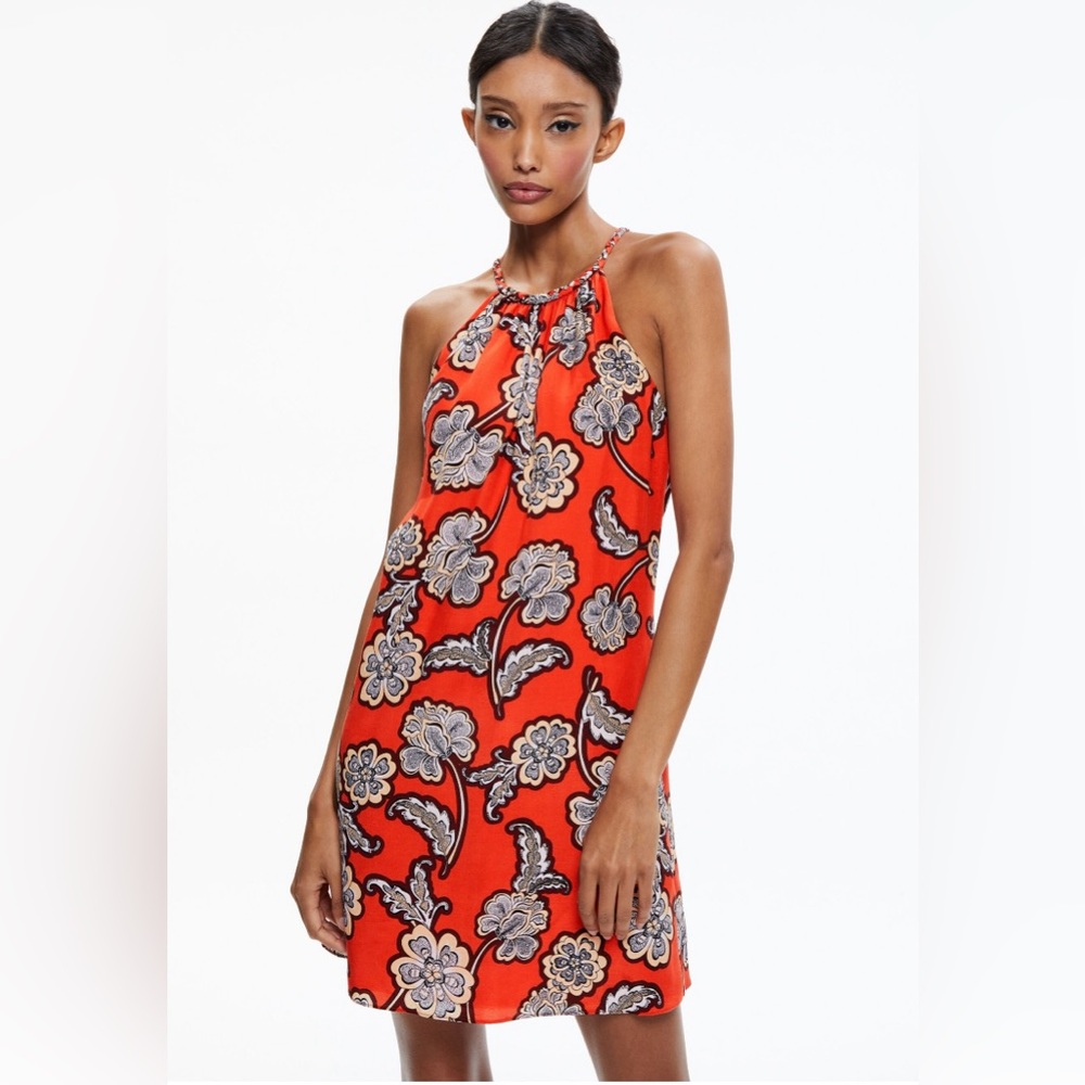 Alice + Olivia Quinn floral-print halterneck minidress